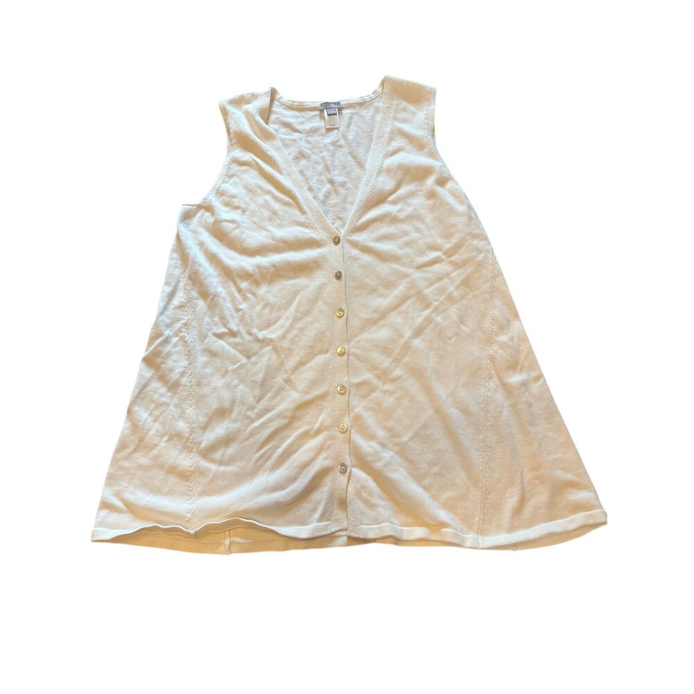 J Jill cream button vest top cotton linen blend size large